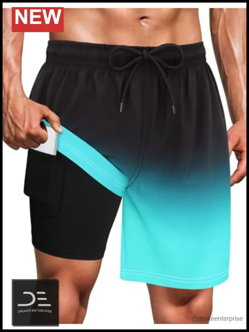 Men's Swim Trunks with Compression Liner Quick Dry 7 Inch Board Shorts